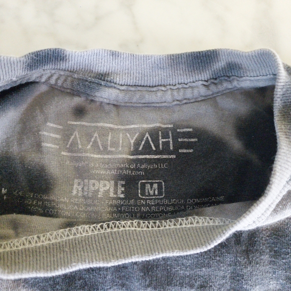 Aaliyah T Shirt Tie Dye Crop Mens Woman Gray Black Size Medium - Picture 3 of 5